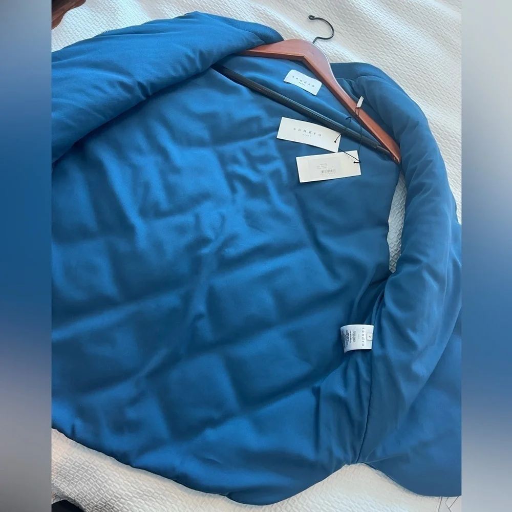 Sandro Blue Oversized Quilted Puffy Vest
